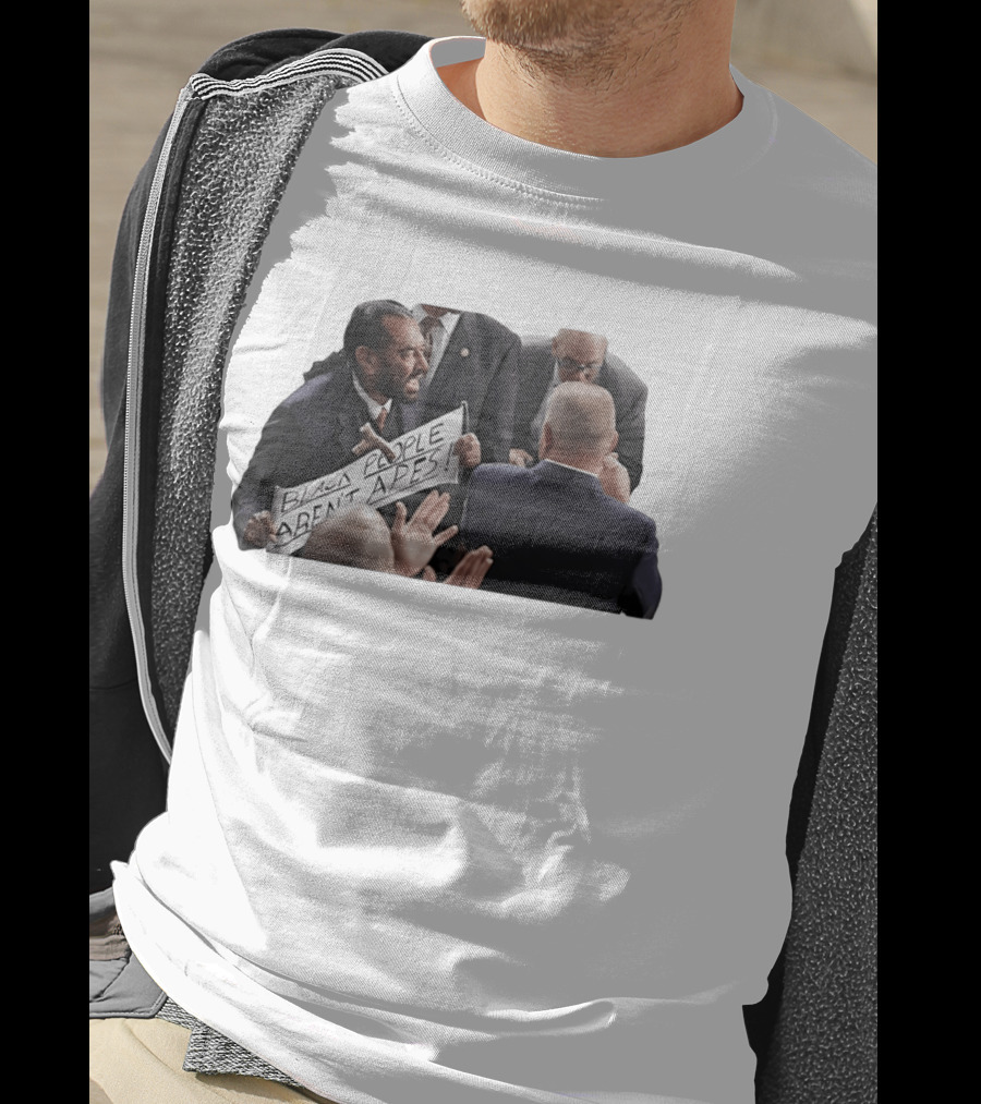 Black People Aren't Apes Protest Sign In Political Debate Scene T-Shirt