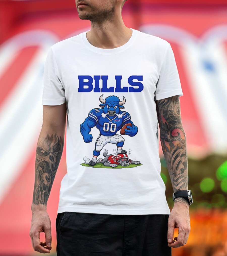 Buffalo Bills Mascot Defeats Kansas City Chiefs Rivalry NFL Football T-Shirt
