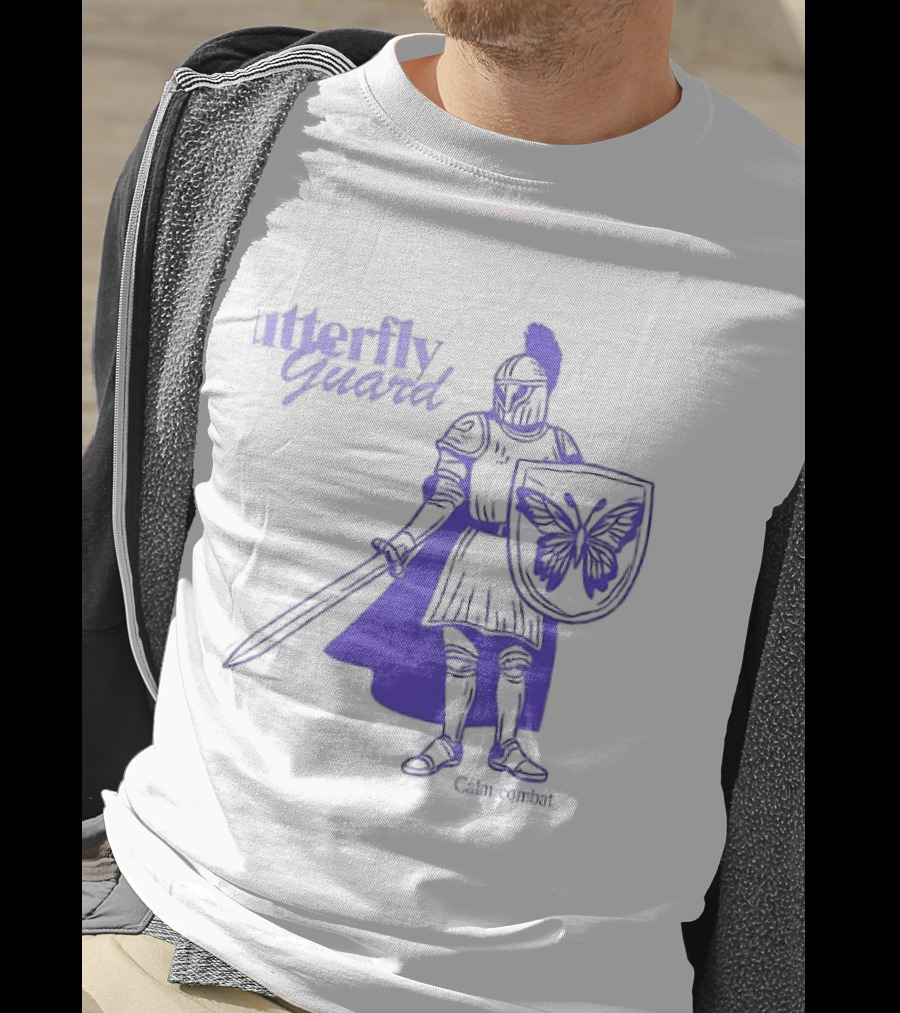Butterfly Guard Calm Combat Knight With Shield And Sword T-Shirt