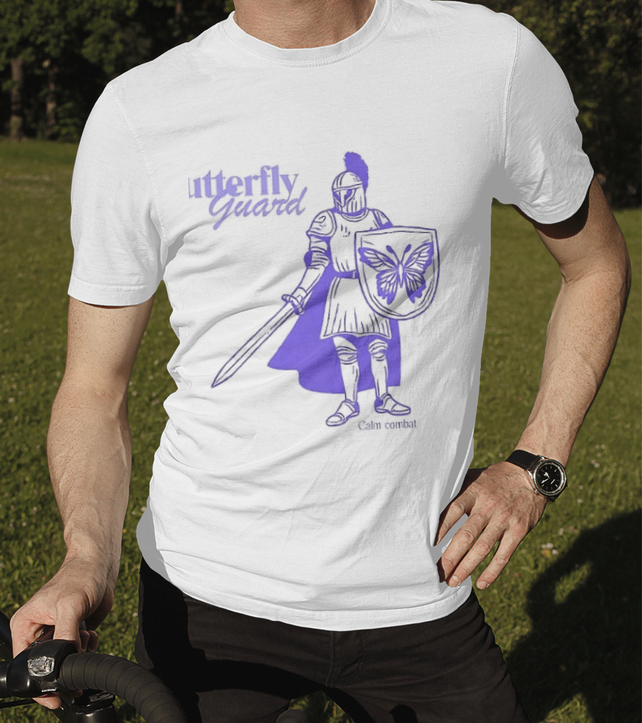 Butterfly Guard Calm Combat Knight With Shield And Sword T-Shirt