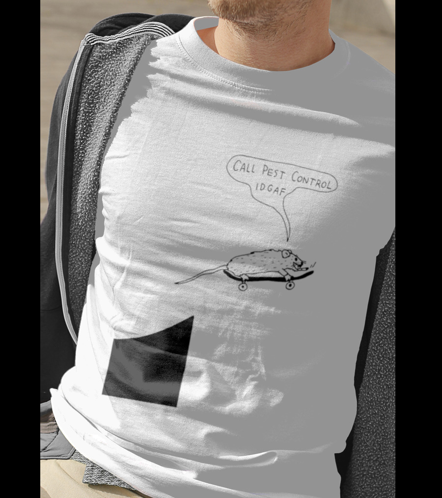 Call Pest Control IDGAF Rat On Skateboard T-Shirt