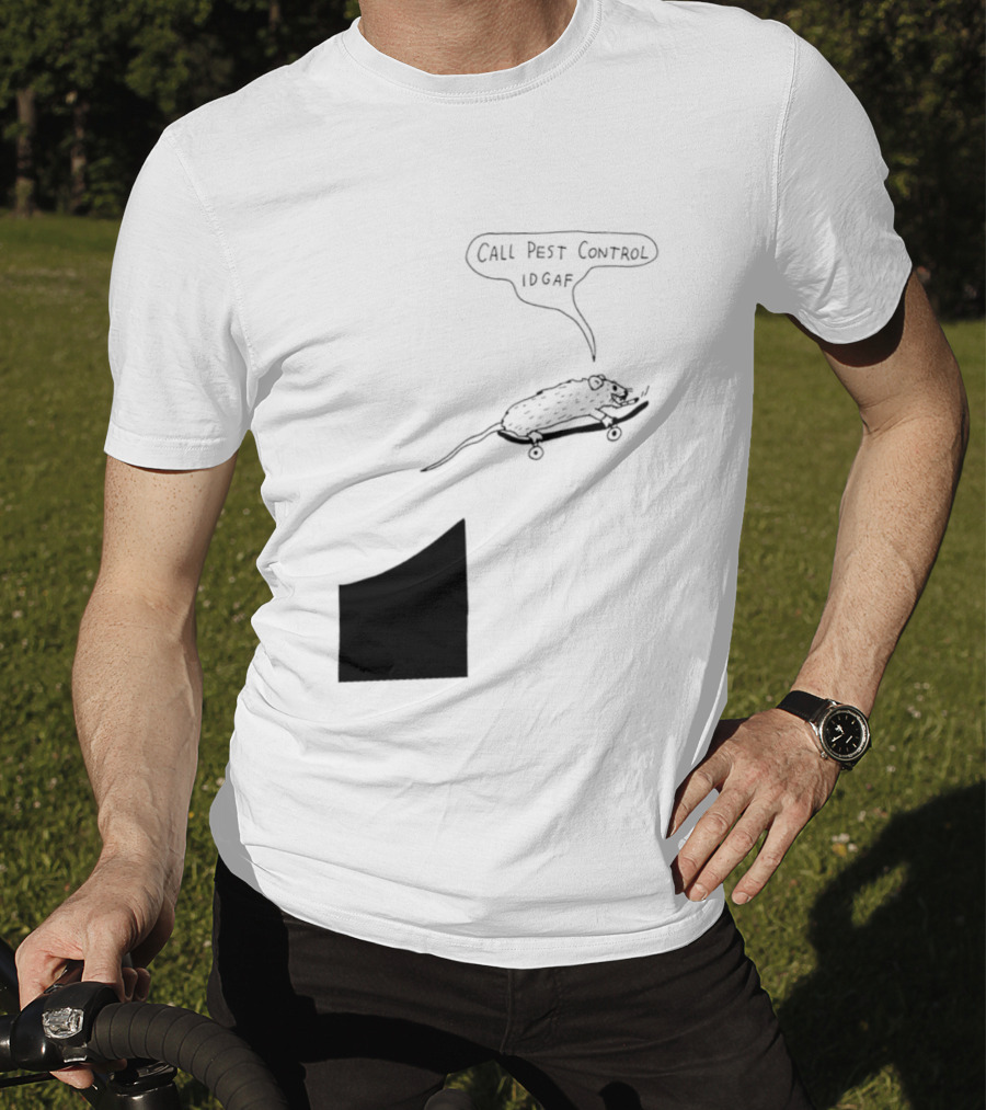 Call Pest Control IDGAF Rat On Skateboard T-Shirt
