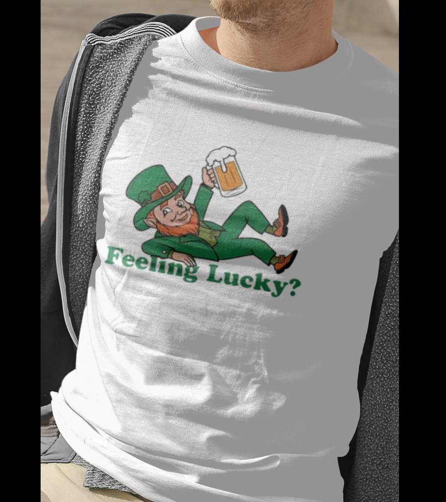 Feeling Lucky Leprechaun With Beer St Patrick's Day T-Shirt