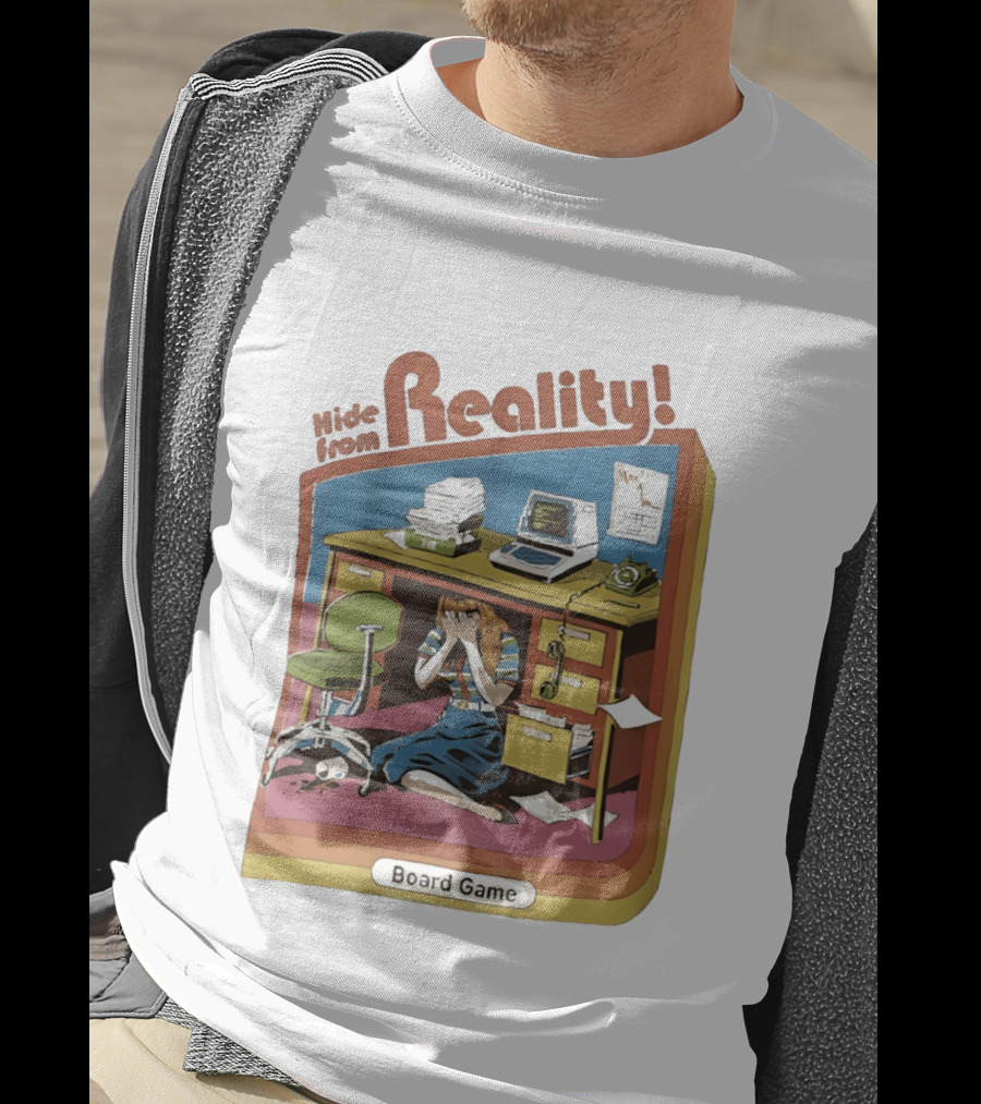 Hide From Reality Retro Office Board Game Escape T-Shirt