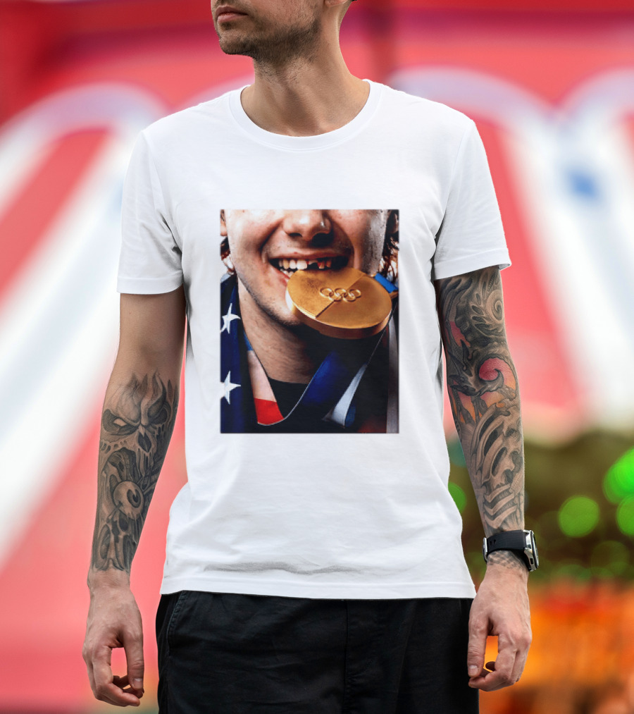 Jack Hughes Teeth Gold Medal 2026 Milano Cortina Winter Olympics T-Shirt