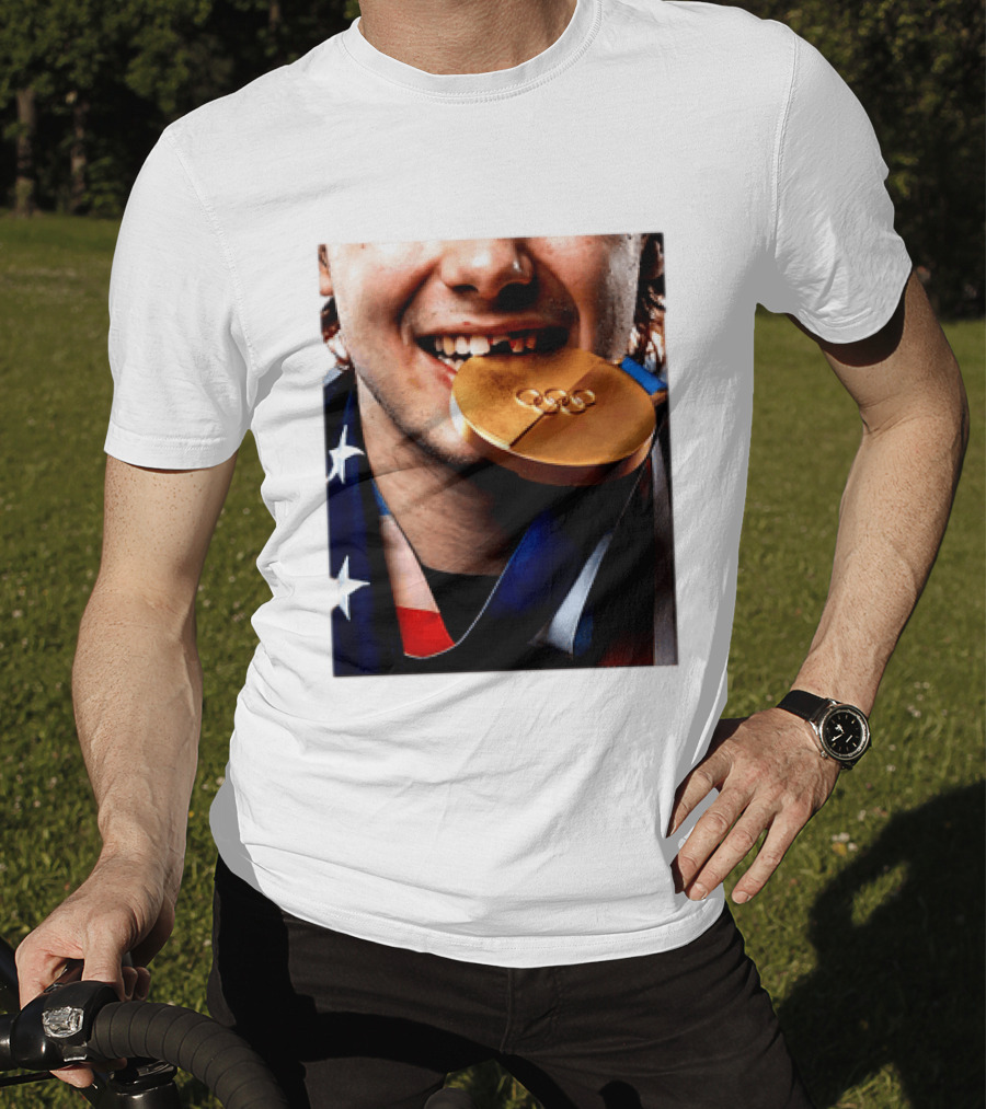 Jack Hughes Teeth Gold Medal 2026 Milano Cortina Winter Olympics T-Shirt