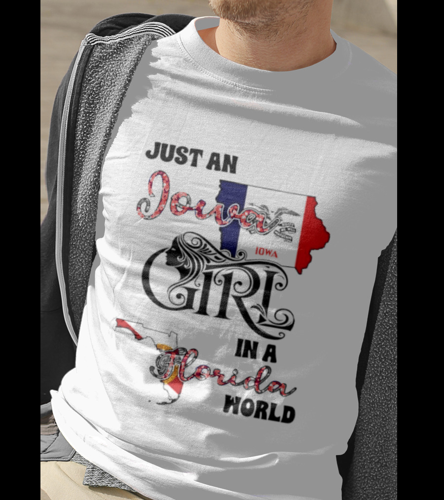 Just An Iowa Girl In A Florida World Map Highlight T-Shirt