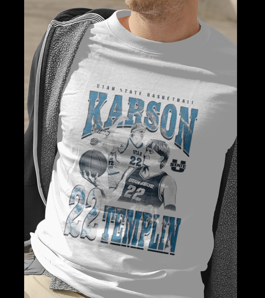 Utah State Basketball Karson Templin 22 Utah State Aggies T-Shirt