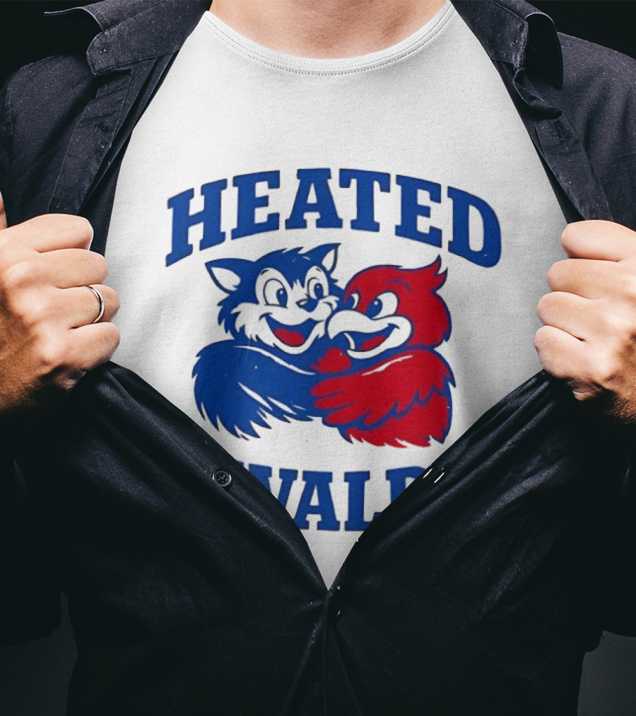 Heated Rivalry Kentucky Wildcats Louisville Cardinals Hugging Cartoon T-Shirt
