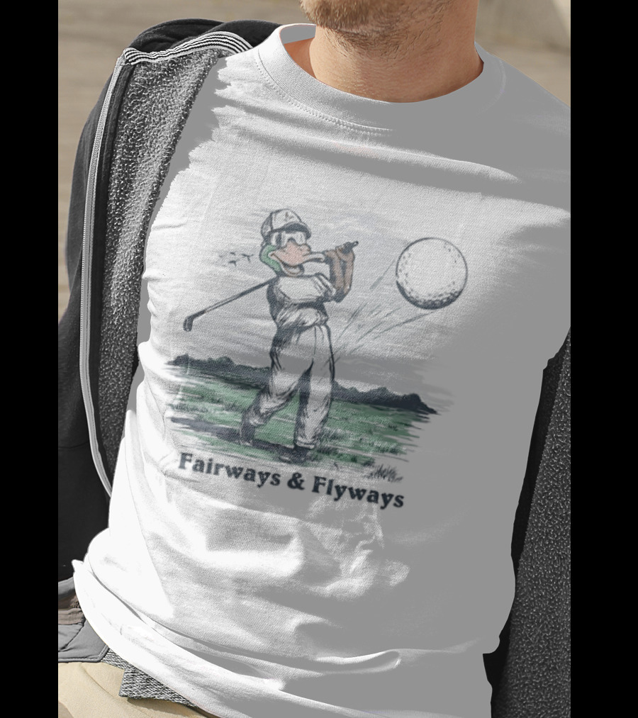 Mallard Duck Golf Swing Fairways And Flyways Moonlit Scene T-Shirt