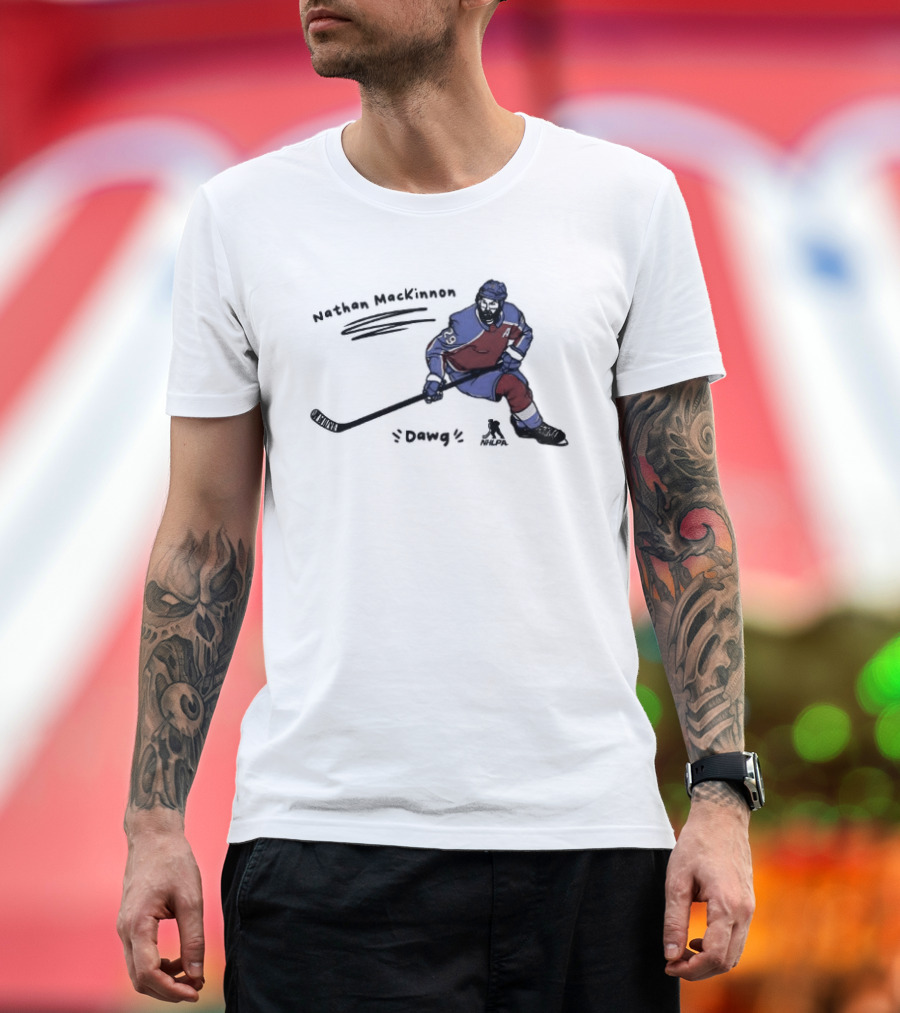 Nathan MacKinnon Colorado Avalanche Dawg Skating Cartoon T-Shirt