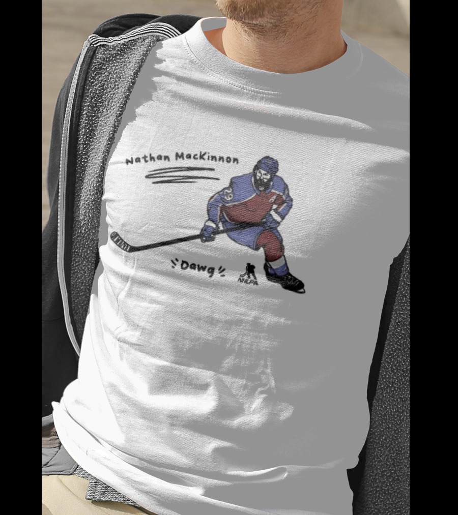 Nathan MacKinnon Colorado Avalanche Dawg Skating Cartoon T-Shirt