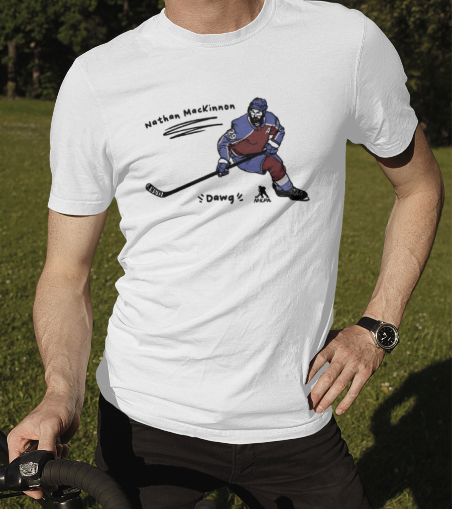 Nathan MacKinnon Colorado Avalanche Dawg Skating Cartoon T-Shirt
