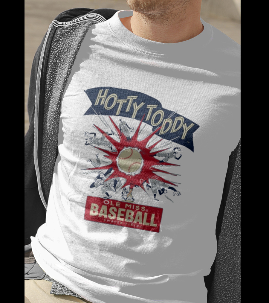 Ole Miss Baseball Hotty Toddy Strike Players And Ball Action T-Shirt
