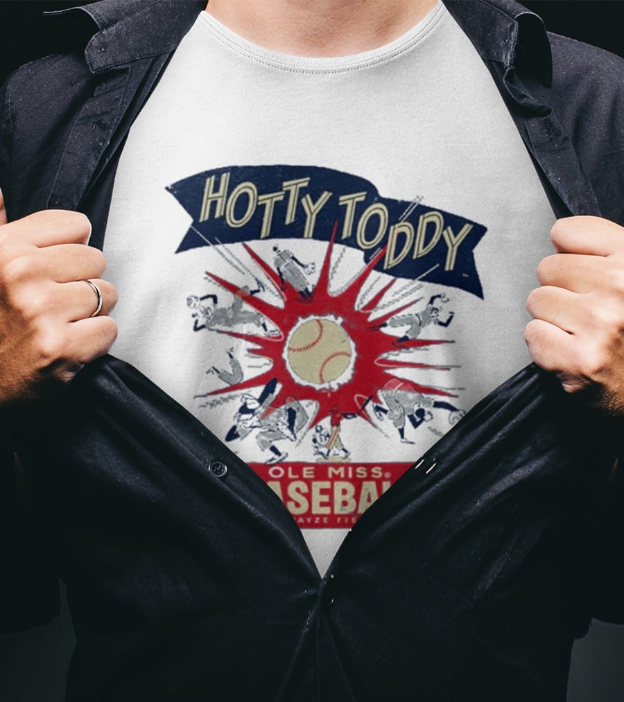 Ole Miss Baseball Hotty Toddy Strike Players And Ball Action T-Shirt
