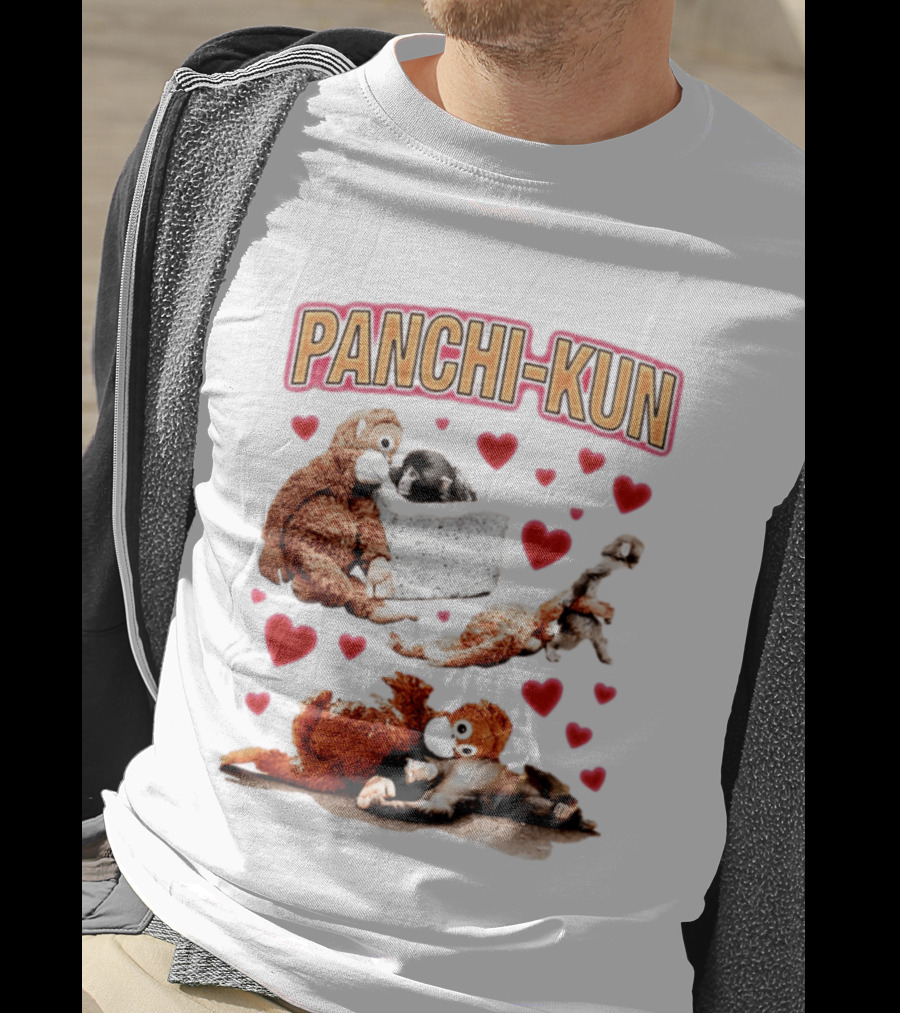 Panchi Kun Monkey Plush Love Hearts T-Shirt