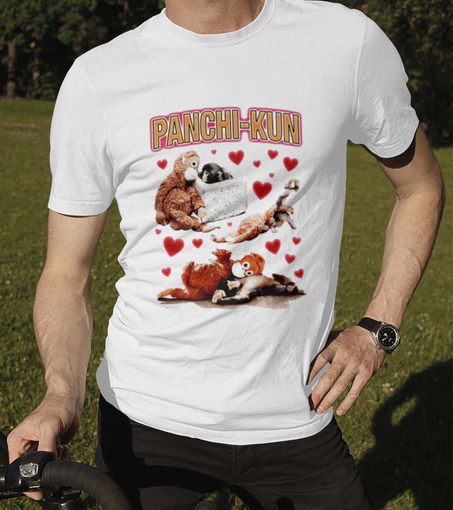 Panchi Kun Monkey Plush Love Hearts T-Shirt