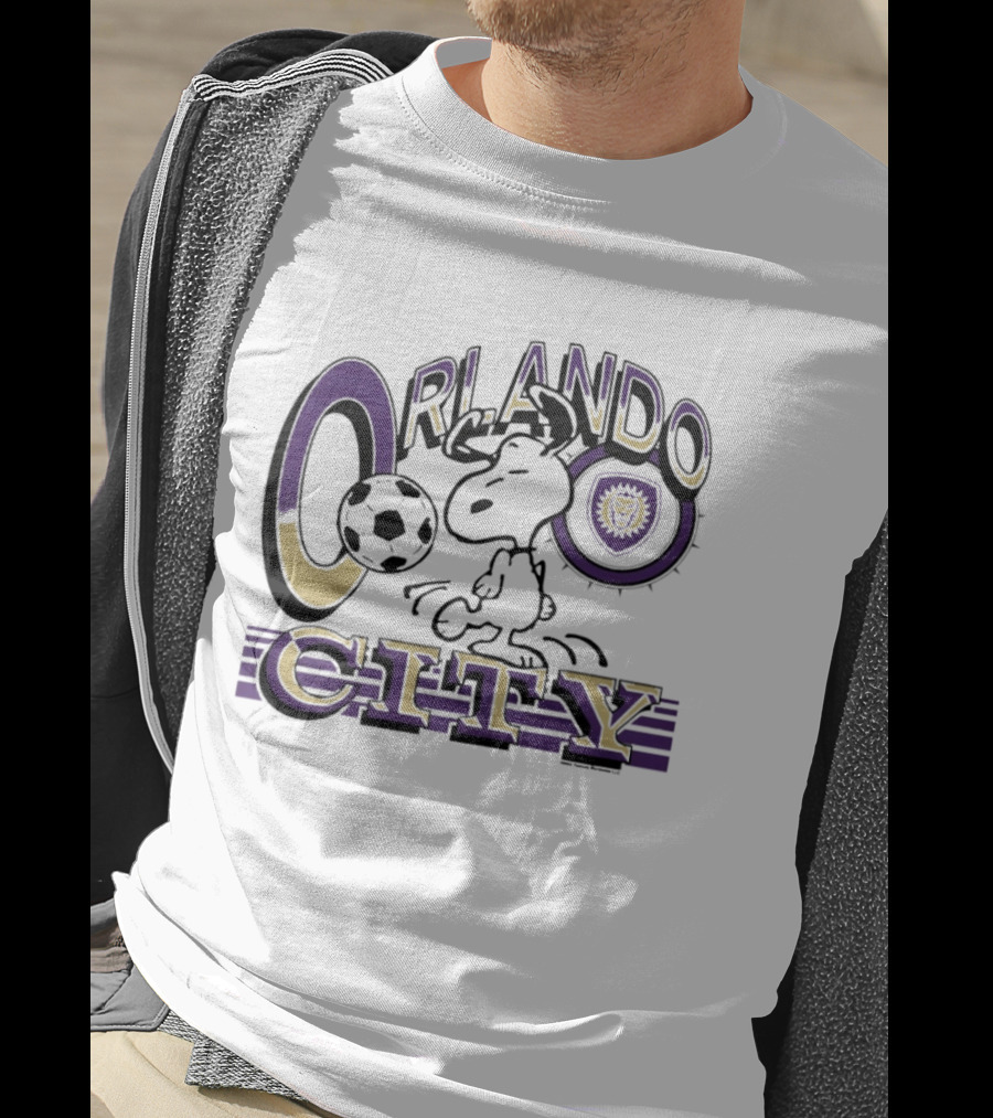 Peanuts Snoopy Orlando City Soccerball Logo Cartoon Collaboration T-Shirt