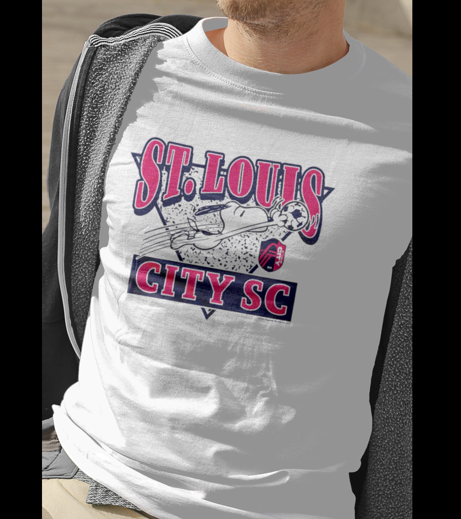 Snoopy Playing Soccer With St. Louis CITY SC Peanuts Collaboration T-Shirt