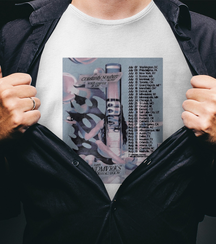 Poppy Constantly Nowhere Tour North America 2026 City Dates Landmvrks Thousand Below T-Shirt