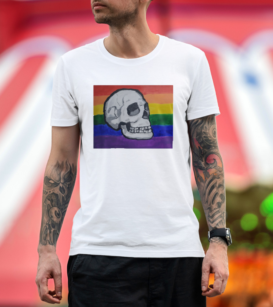 Pride Skull LGBT Rainbow Flag T-Shirt