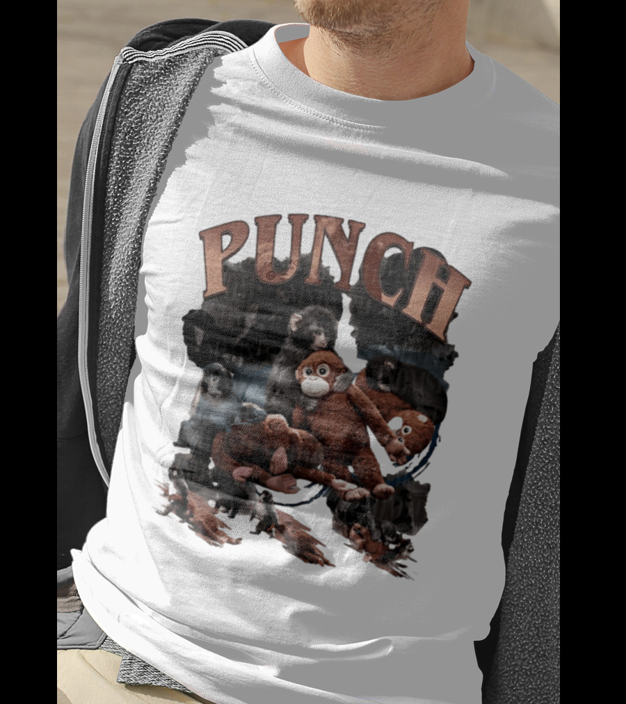 Punch The Monkey Picture Collage Monkeys Plush Toys T-Shirt