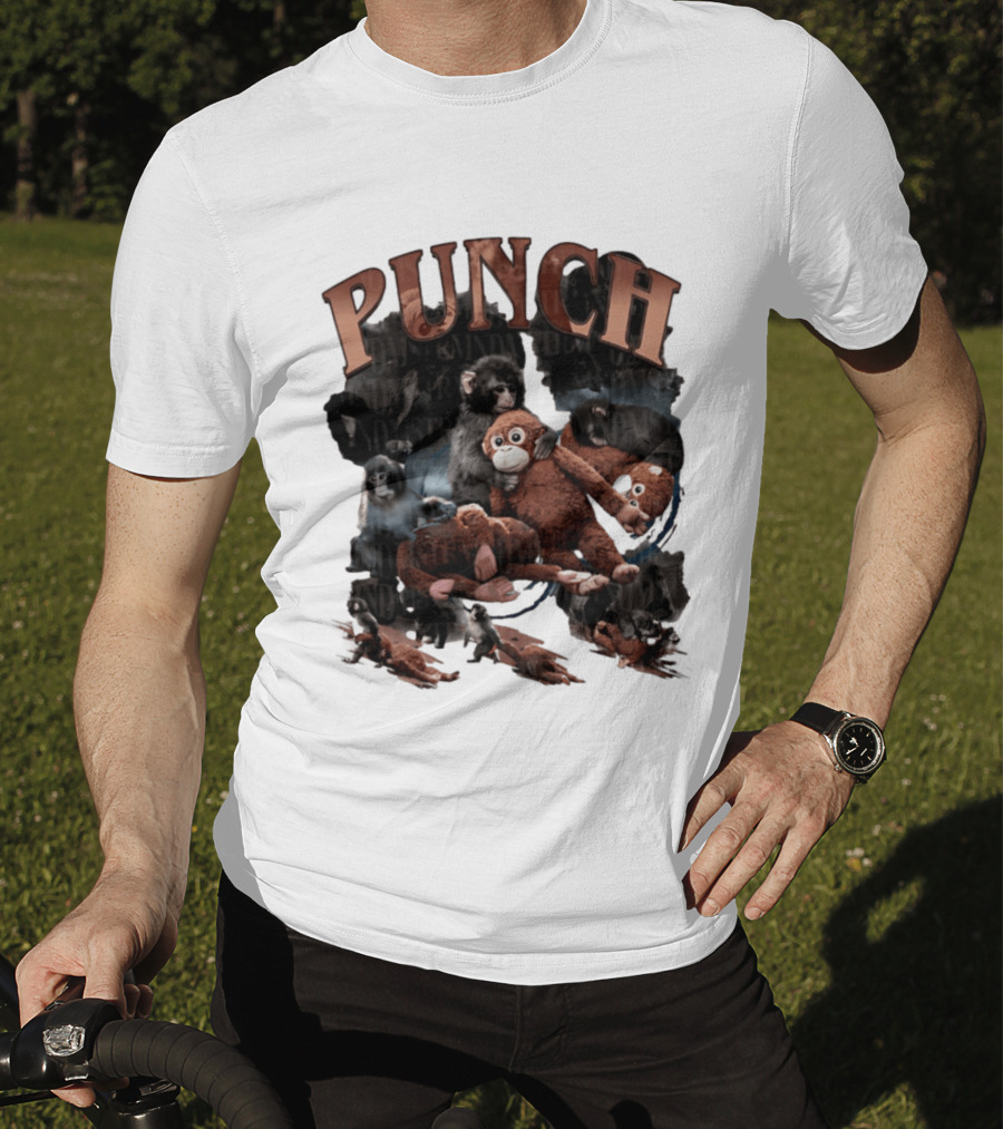 Punch The Monkey Picture Collage Monkeys Plush Toys T-Shirt