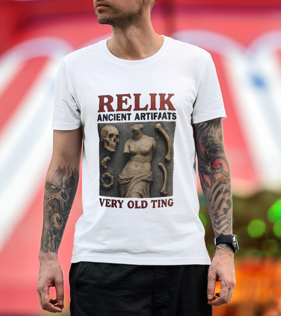 RELIX Ancient Artifacts Very Old Ting Statue and Skull T-Shirt