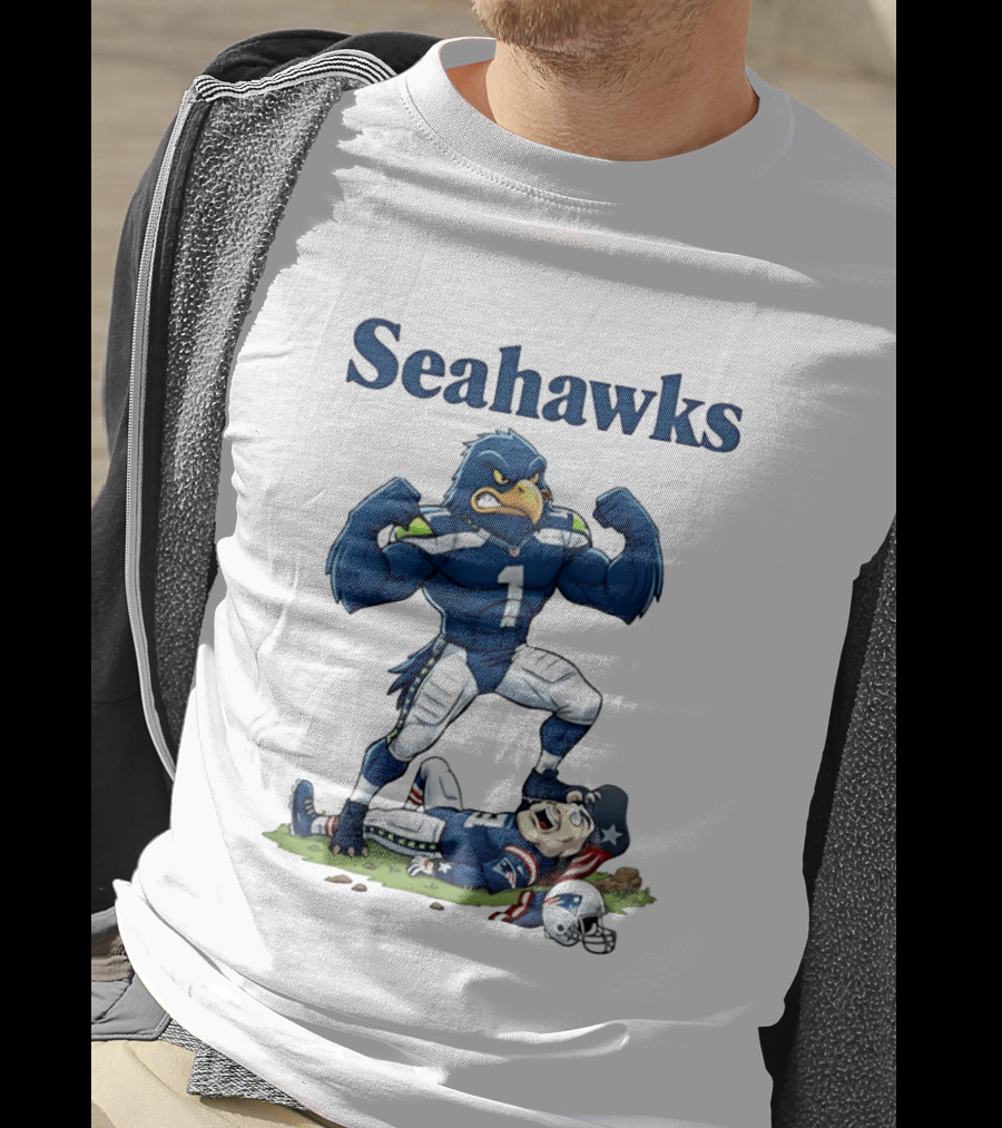 Seahawks Vs Patriots Rivalry Cartoon Victory T-Shirt