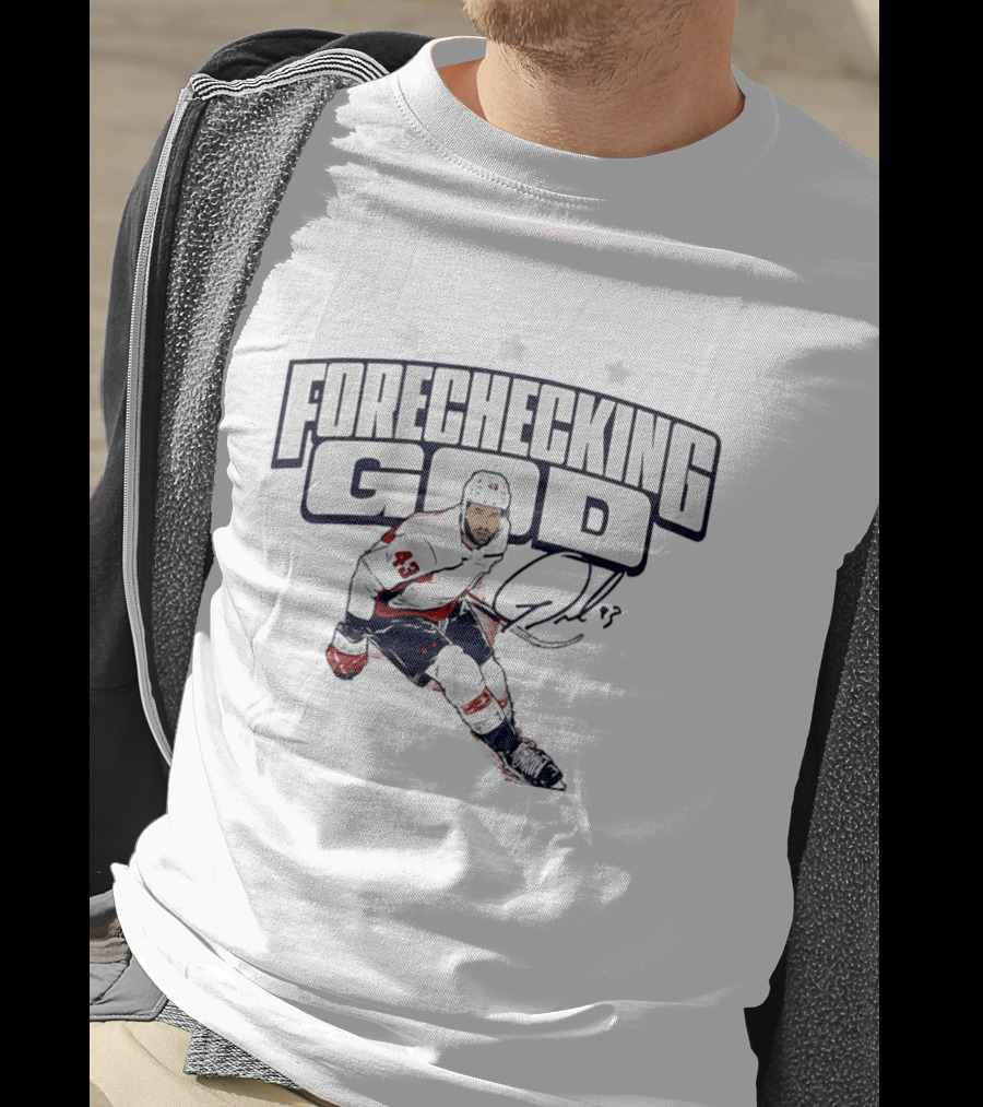 Tom Wilson Forechecking God Washington Capitals 43 Signature T-Shirt