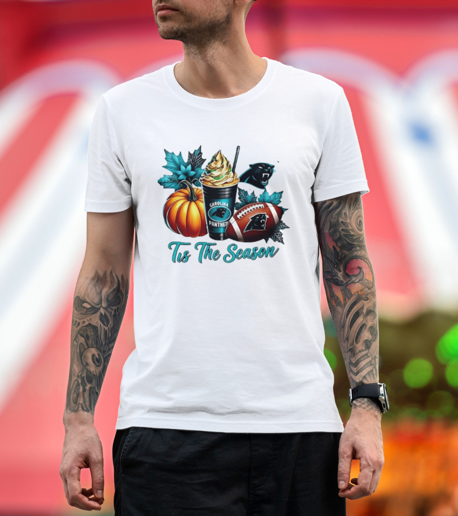Tis The Season Carolina Panthers Halloween Football Pumpkin Latte T-Shirt