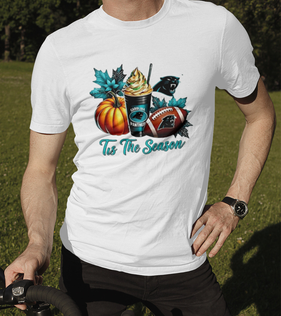 Tis The Season Carolina Panthers Halloween Football Pumpkin Latte T-Shirt