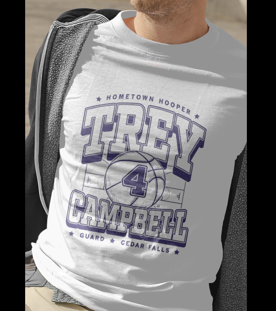 Trey Campbell Hometown Hooper Basketball Guard Cedar Falls T-Shirt