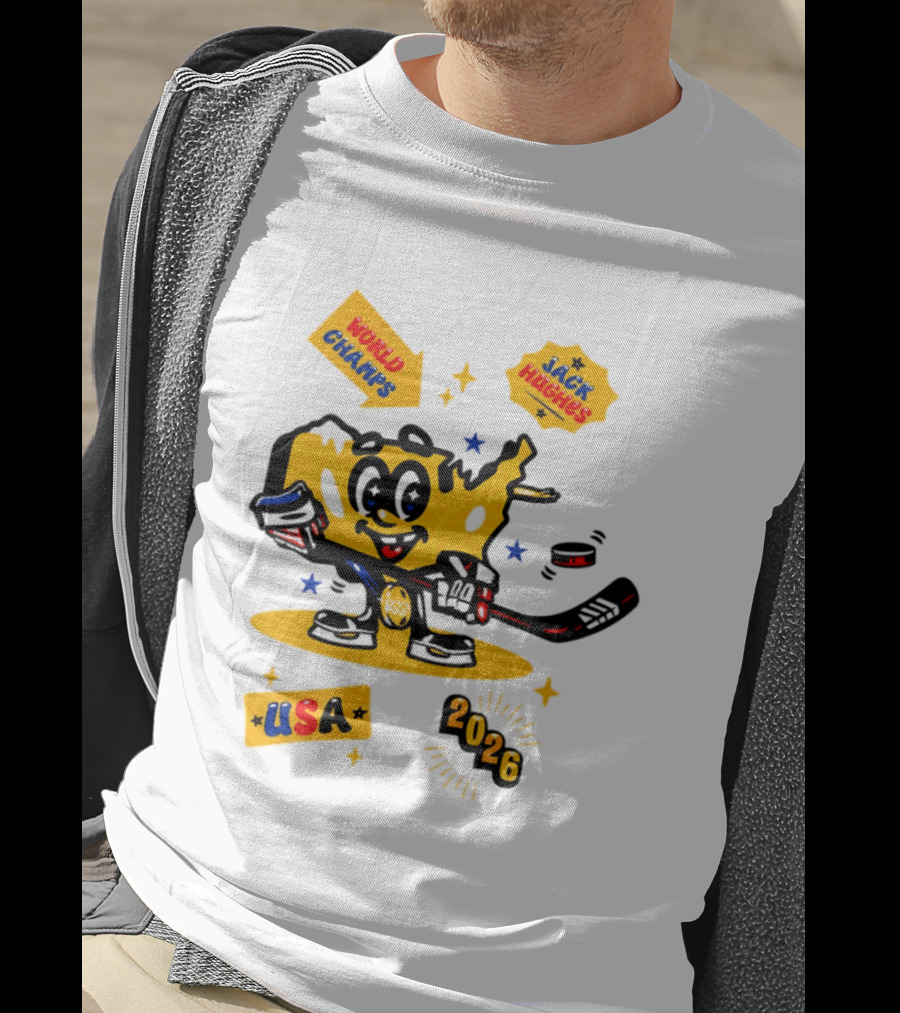 USA Hero Jack Hughes 2026 World Champs Hockey T-Shirt