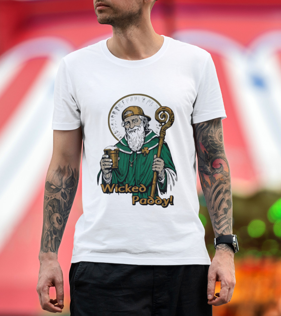 Wicked Paddy Saint Patrick Drinking Beer Iconic Irish T-Shirt