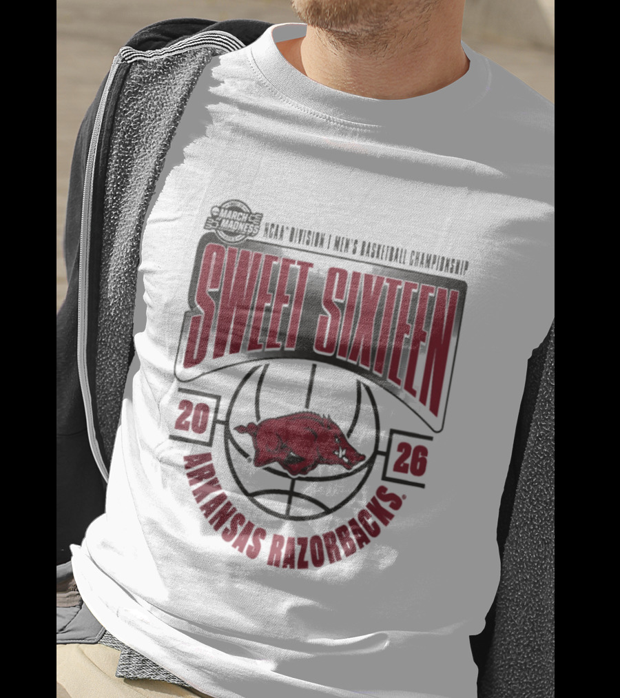 Arkansas Razorbacks NCAA 2026 Division I Men's Basketball Championship Sweet Sixteen T-Shirt