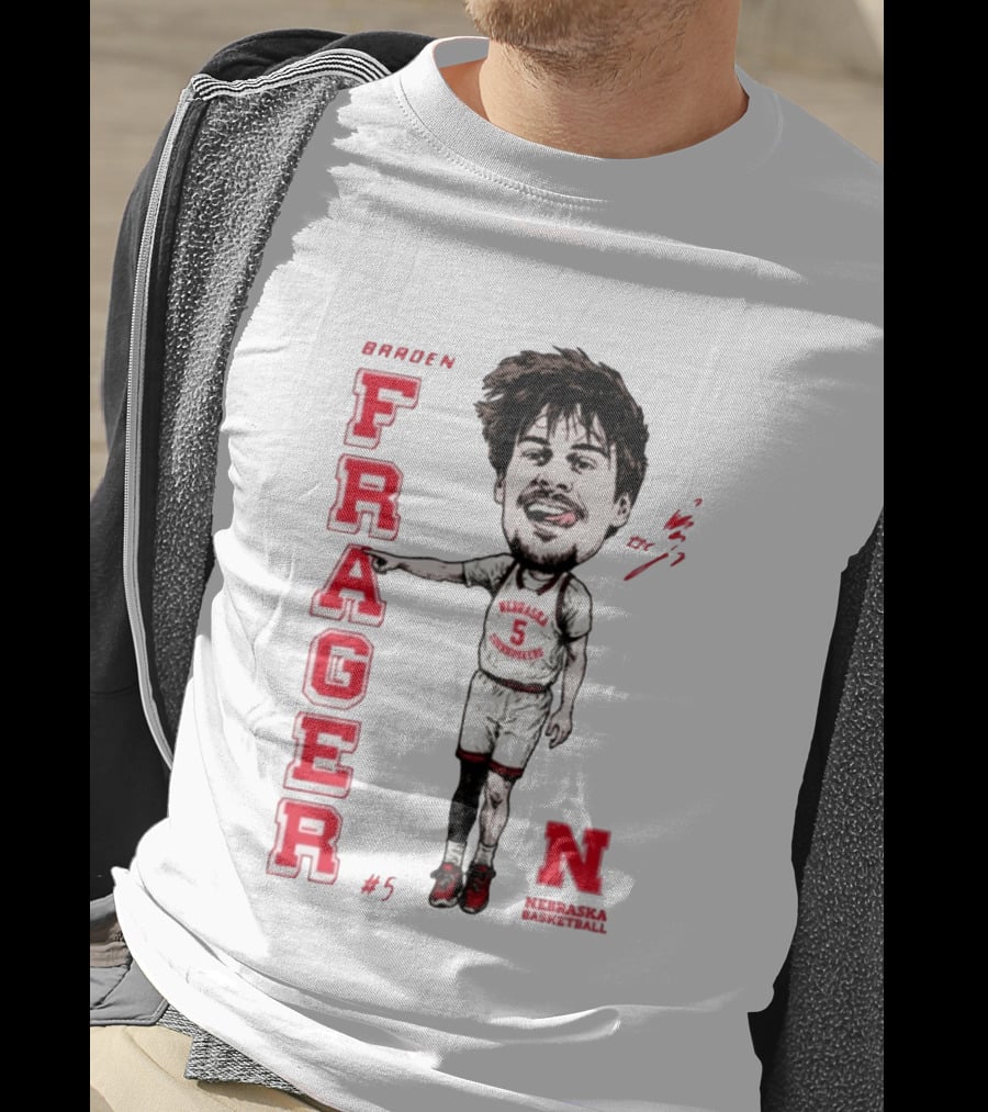 Braden Frager Nebraska Cornhuskers Basketball Caricature #5 T-Shirt