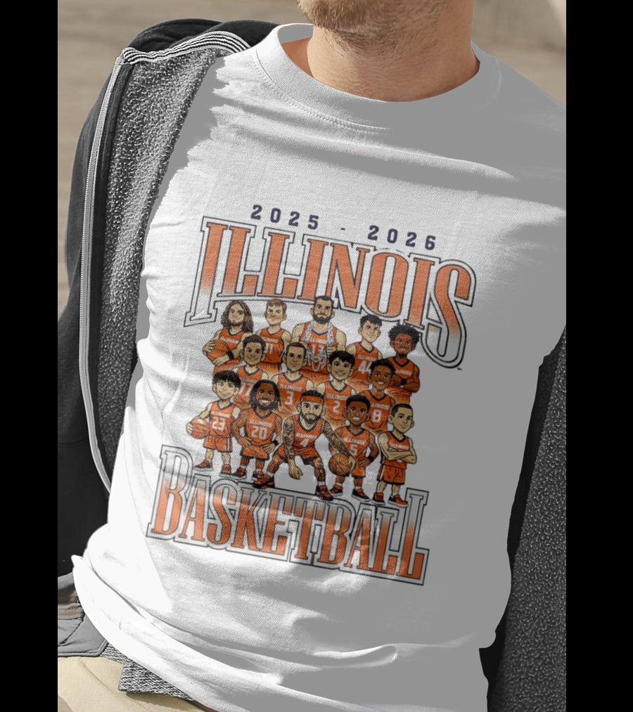 2025 2026 Illinois Basketball Team Caricature T-Shirt