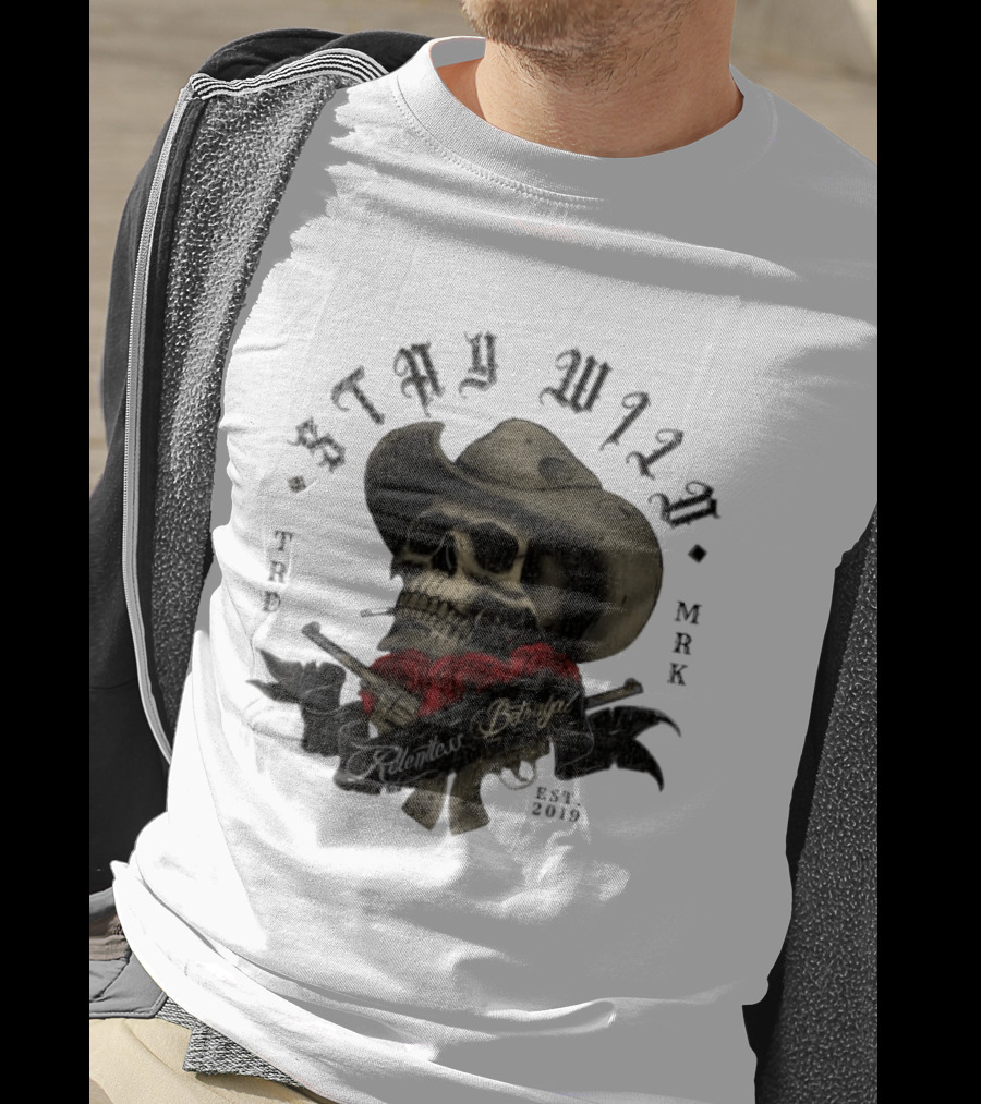 Stay Wild Skull Cowboy Bandana Western Est 2019 T-Shirt