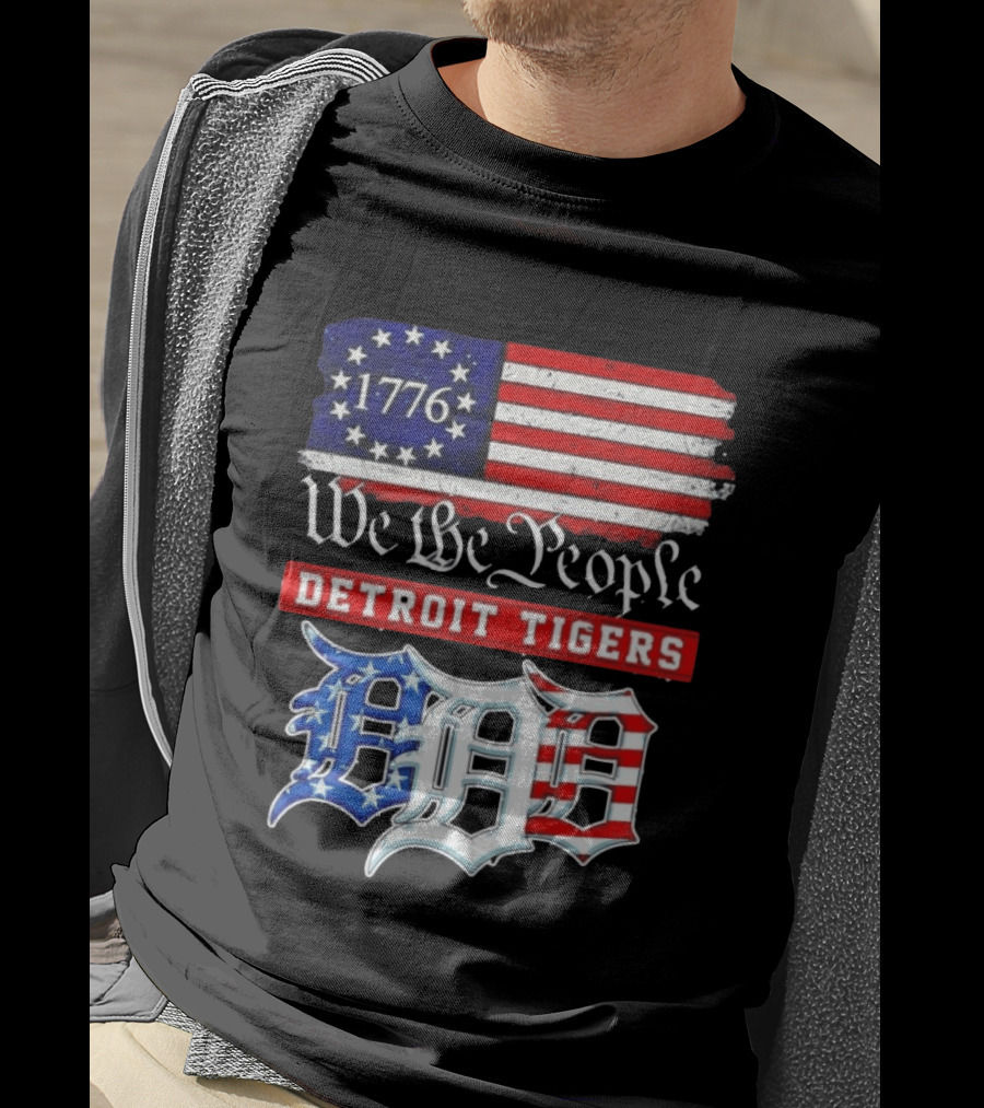 Detroit Tigers MLB 1776 We The People 250th Anniversary American Flag USA Baseball T-Shirt