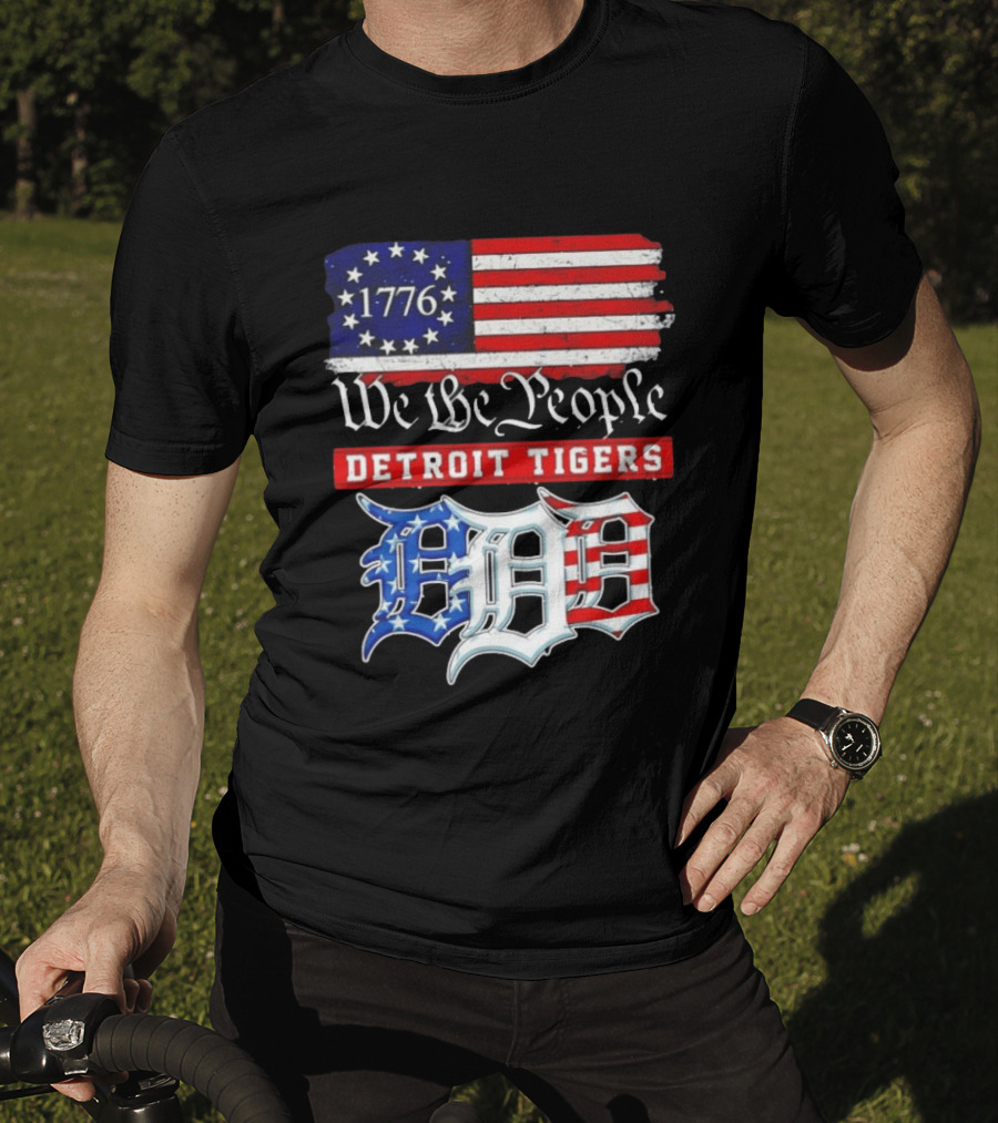 Detroit Tigers MLB 1776 We The People 250th Anniversary American Flag USA Baseball T-Shirt