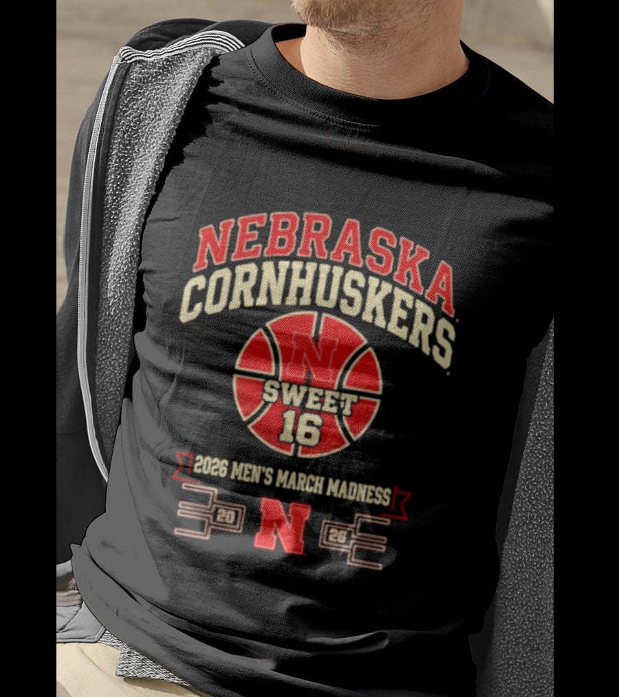 Nebraska Cornhuskers Sweet 16 2026 Men's March Madness T-Shirt