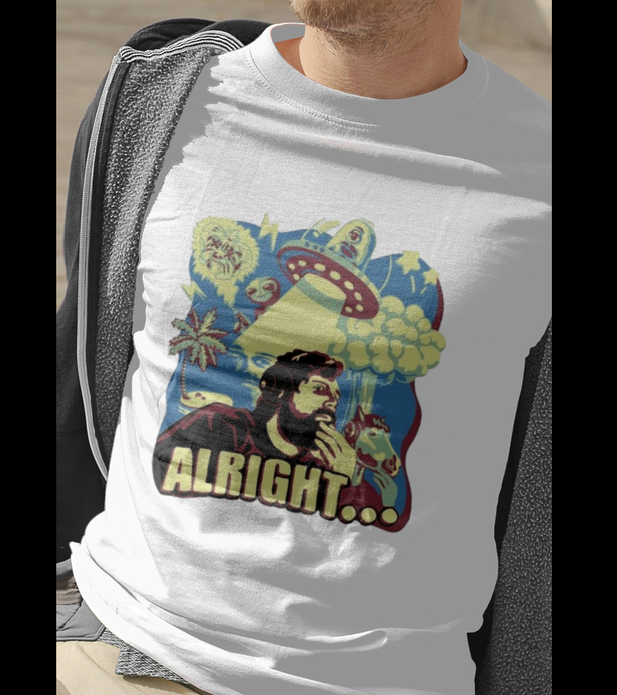 Forsen Alright UFO Meme With Headphones And Surreal T-Shirt