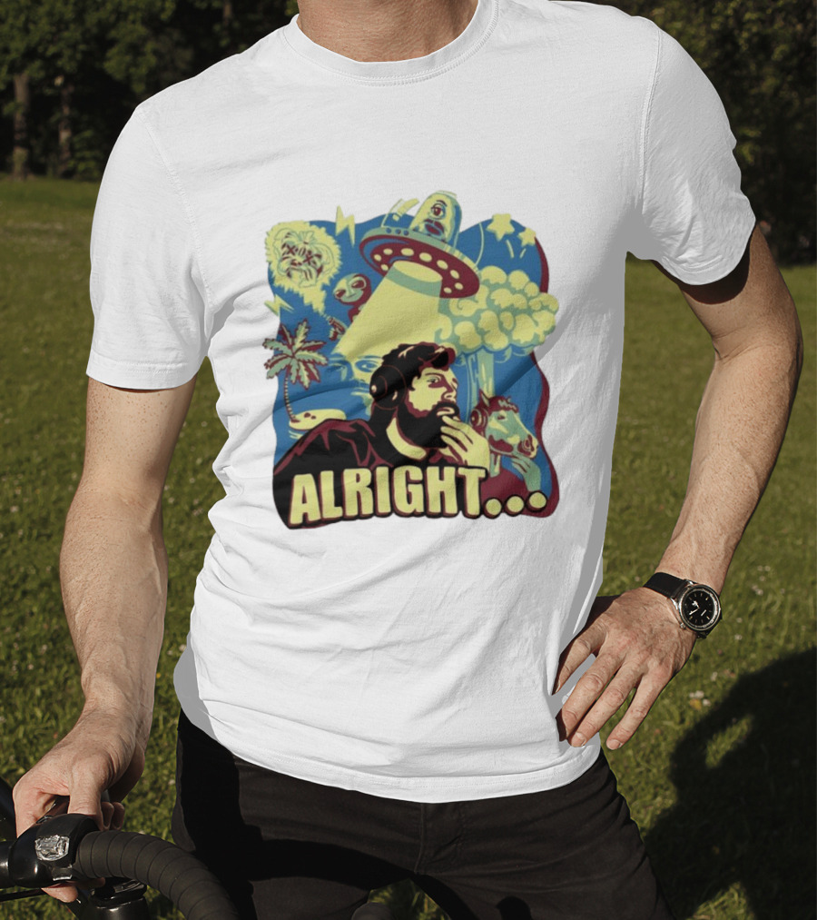 Forsen Alright UFO Meme With Headphones And Surreal T-Shirt