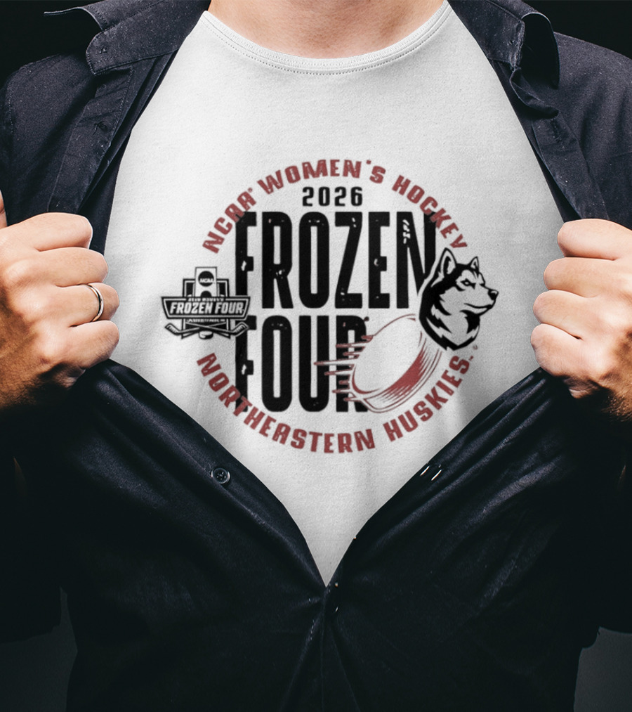 Northeastern Huskies Women's Hockey 2026 Frozen Four Tournament T-Shirt