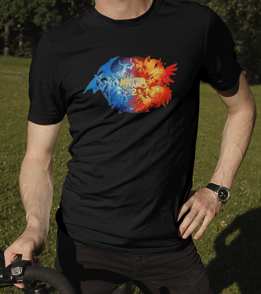 Monster Train 2 Blue Dragon Vs Red Phoenix Battle T-Shirt