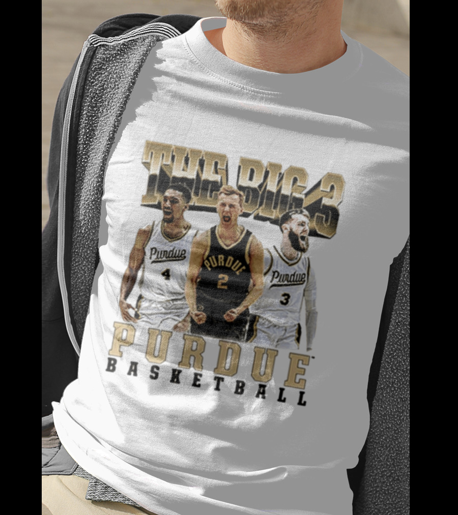 Purdue Basketball The Big 3 Player Collage T-Shirt