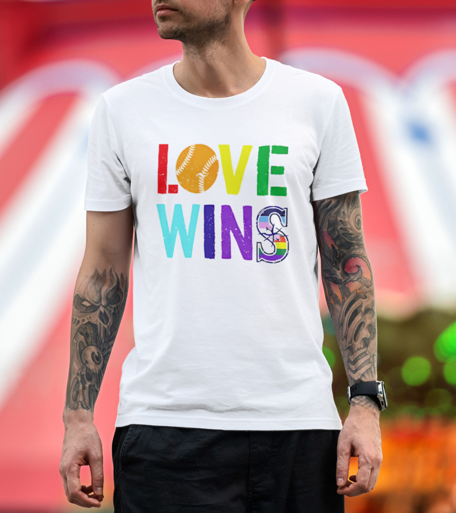 Love Wins Baseball Pride LGBTQ Rainbow T-Shirt