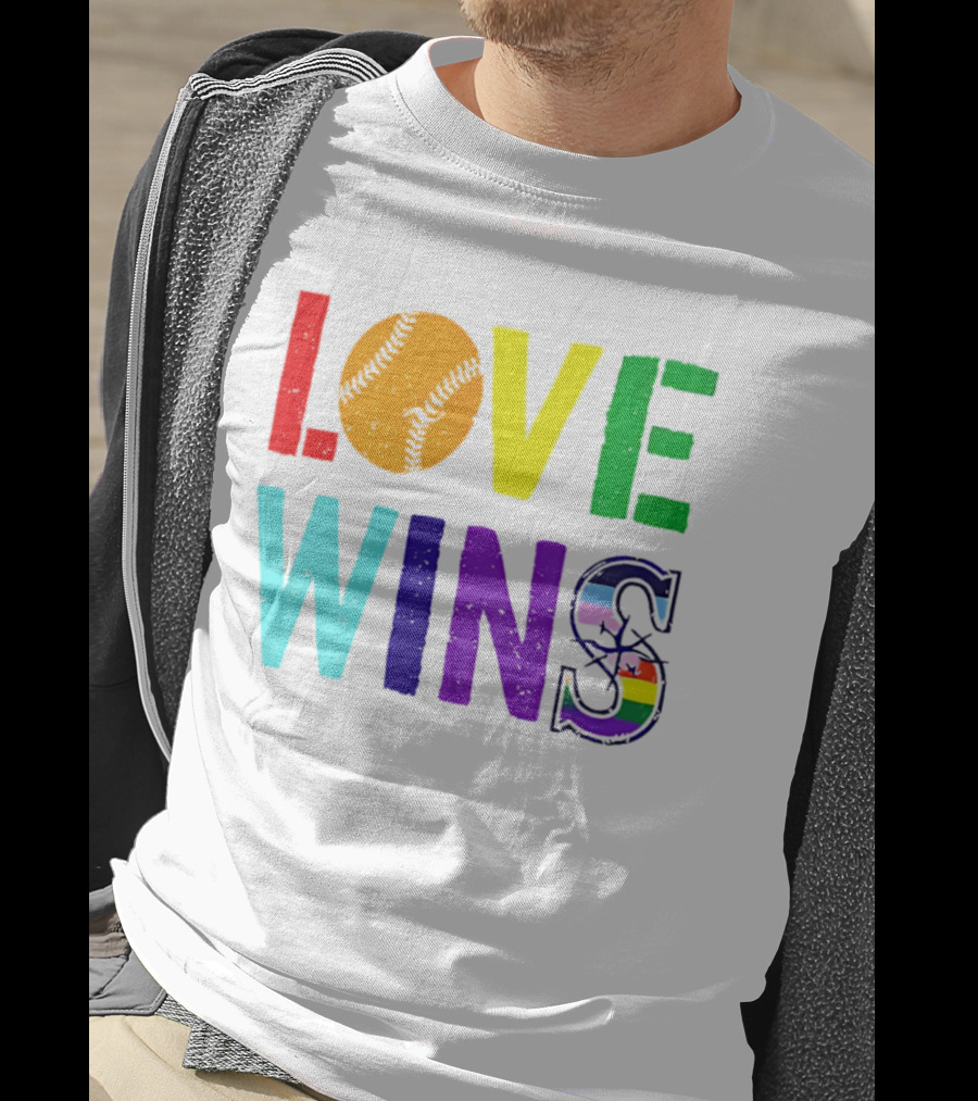 Love Wins Baseball Pride LGBTQ Rainbow T-Shirt