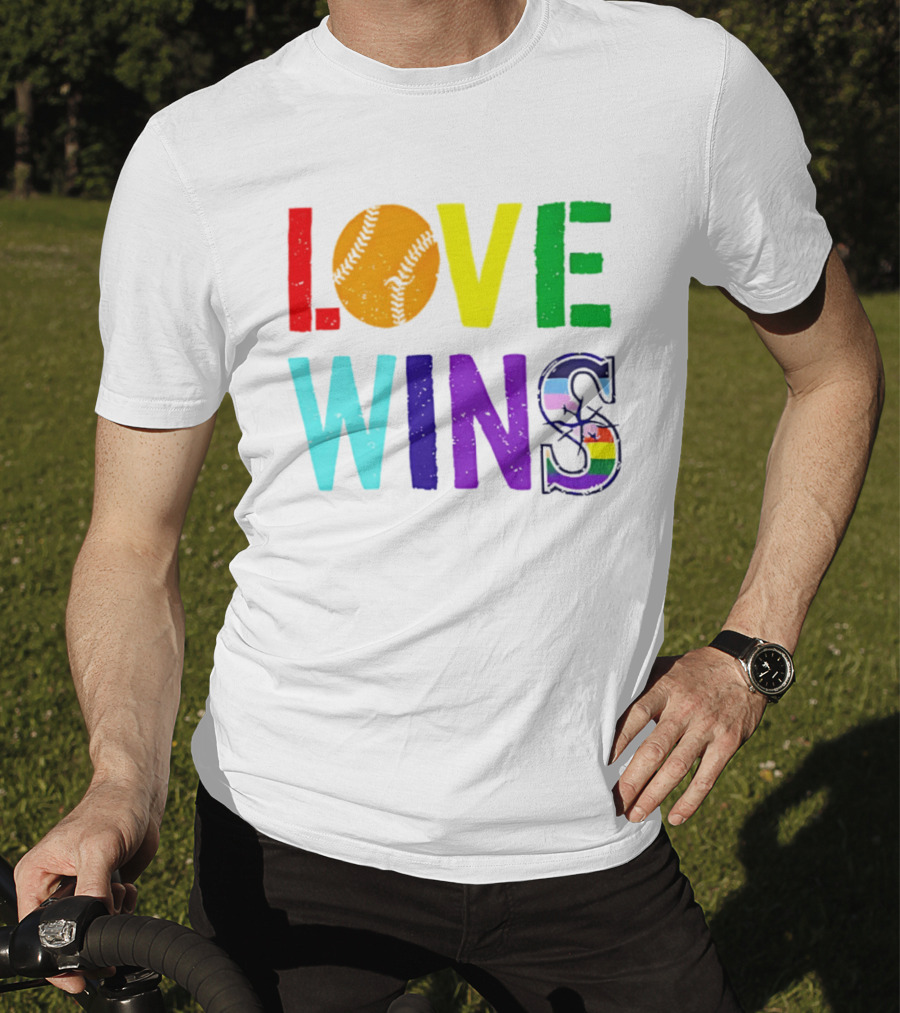 Love Wins Baseball Pride LGBTQ Rainbow T-Shirt